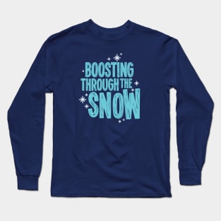 Boosting Through The Snow - Blue Long Sleeve T-Shirt